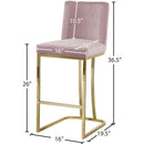  Color_Gold/ Pink -- Heidi Pink Velvet Upholstered Counter Stool IMAGE 5