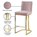  Color_Gold/ Pink -- Heidi Pink Velvet Upholstered Counter Stool IMAGE 6