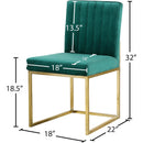  Color_Gold/ Green -- Giselle Green Velvet Upholstered Dining Chair IMAGE 5