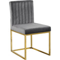  Color_Gold/ Grey -- Giselle Grey Velvet Upholstered Dining Chair IMAGE 1