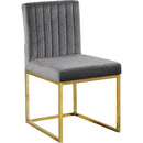  Color_Gold/ Grey -- Giselle Grey Velvet Upholstered Dining Chair IMAGE 1