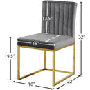  Color_Gold/ Grey -- Giselle Grey Velvet Upholstered Dining Chair IMAGE 5