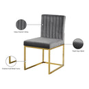  Color_Gold/ Grey -- Giselle Grey Velvet Upholstered Dining Chair IMAGE 6