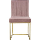  Color_Gold/ Pink -- Giselle Pink Velvet Upholstered Dining Chair IMAGE 4