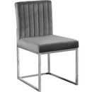 Color_Chrome/ Grey -- Giselle Grey Velvet Upholstered Dining Chair IMAGE 1