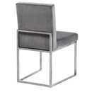  Color_Chrome/ Grey -- Giselle Grey Velvet Upholstered Dining Chair IMAGE 3