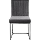  Color_Chrome/ Grey -- Giselle Grey Velvet Upholstered Dining Chair IMAGE 4