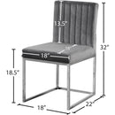  Color_Chrome/ Grey -- Giselle Grey Velvet Upholstered Dining Chair IMAGE 5
