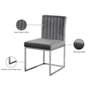  Color_Chrome/ Grey -- Giselle Grey Velvet Upholstered Dining Chair IMAGE 6