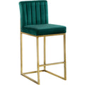  Color_Gold/ Green -- Giselle Green Velvet Upholstered Counter Stool IMAGE 1