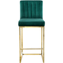  Color_Gold/ Green -- Giselle Green Velvet Upholstered Counter Stool IMAGE 4