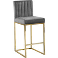  Color_Gold/ Grey -- Giselle Grey Velvet Upholstered Counter Stool IMAGE 1