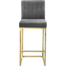  Color_Gold/ Grey -- Giselle Grey Velvet Upholstered Counter Stool IMAGE 4