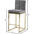  Color_Gold/ Grey -- Giselle Grey Velvet Upholstered Counter Stool IMAGE 5