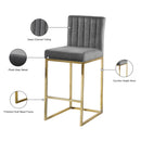  Color_Gold/ Grey -- Giselle Grey Velvet Upholstered Counter Stool IMAGE 6