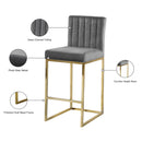 Meridian Giselle Grey Velvet Stool IMAGE 6