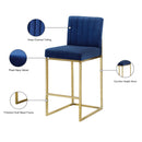  Color_Navy -- Giselle Navy Velvet Upholstered Counter Stool IMAGE 6