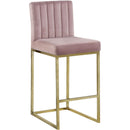  Color_Gold/ Pink -- Giselle Pink Velvet Upholstered Counter Stool IMAGE 1