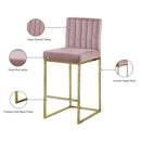  Color_Gold/ Pink -- Giselle Pink Velvet Upholstered Counter Stool IMAGE 6