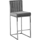  Color_Chrome/ Grey -- Giselle Grey Velvet Upholstered Counter Stool IMAGE 1