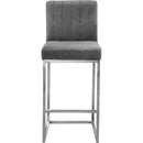  Color_Chrome/ Grey -- Giselle Grey Velvet Upholstered Counter Stool IMAGE 4