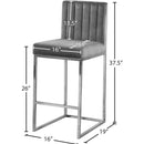  Color_Chrome/ Grey -- Giselle Grey Velvet Upholstered Counter Stool IMAGE 5
