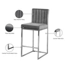  Color_Chrome/ Grey -- Giselle Grey Velvet Upholstered Counter Stool IMAGE 6