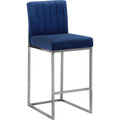  Color_Navy -- Giselle Navy Velvet Upholstered Counter Stool IMAGE 1