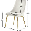  Color_Cream/ Gold -- Karina Cream Velvet Upholstered Dining Chair IMAGE 5