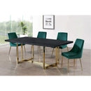  Color_Gold/ Green -- Karina Green Velvet Upholstered Dining Chair IMAGE 2