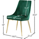  Color_Gold/ Green -- Karina Green Velvet Upholstered Dining Chair IMAGE 5