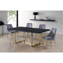  Color_Gold/ Grey -- Karina Grey Velvet Upholstered Dining Chair IMAGE 2