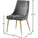  Color_Gold/ Grey -- Karina Grey Velvet Upholstered Dining Chair IMAGE 5