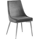  Color_Chrome/ Grey -- Karina Grey Velvet Upholstered Dining Chair IMAGE 1