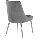  Color_Chrome/ Grey -- Karina Grey Velvet Upholstered Dining Chair IMAGE 3