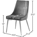  Color_Chrome/ Grey -- Karina Grey Velvet Upholstered Dining Chair IMAGE 5