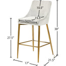 Color_Cream/ Gold -- Karina Cream Velvet Upholstered Counter Stool IMAGE 5