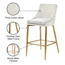  Color_Cream/ Gold -- Karina Cream Velvet Upholstered Counter Stool IMAGE 6