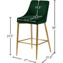  Color_Gold/ Green -- Karina Green Velvet Upholstered Counter Stool IMAGE 5