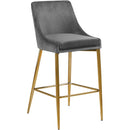  Color_Gold/ Grey -- Karina Grey Velvet Upholstered Counter Stool IMAGE 1