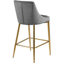  Color_Gold/ Grey -- Karina Grey Velvet Upholstered Counter Stool IMAGE 3
