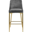  Color_Gold/ Grey -- Karina Grey Velvet Upholstered Counter Stool IMAGE 4