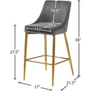  Color_Gold/ Grey -- Karina Grey Velvet Upholstered Counter Stool IMAGE 5