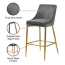  Color_Gold/ Grey -- Karina Grey Velvet Upholstered Counter Stool IMAGE 6