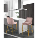  Color_Gold/ Pink -- Karina Pink Velvet Upholstered Counter Stool IMAGE 2