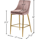  Color_Gold/ Pink -- Karina Pink Velvet Upholstered Counter Stool IMAGE 5