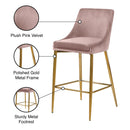  Color_Gold/ Pink -- Karina Pink Velvet Upholstered Counter Stool IMAGE 6