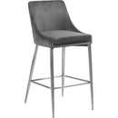  Color_Chrome/ Grey -- Karina Grey Velvet Upholstered Counter Stool IMAGE 1