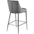 Color_Chrome/ Grey -- Karina Grey Velvet Upholstered Counter Stool IMAGE 3