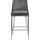  Color_Chrome/ Grey -- Karina Grey Velvet Upholstered Counter Stool IMAGE 4